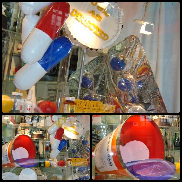 pictures of a window at Thompson Alchemists designed by Edd Fenner 