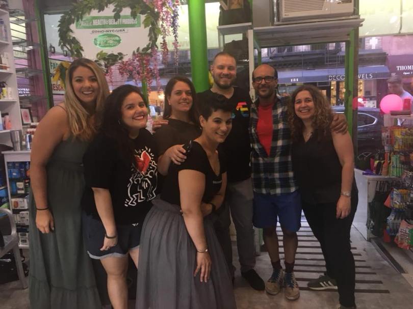 a picture of Gary Alony with Jeremy Meek and a bunch of friends inside Thompson Alchemists 